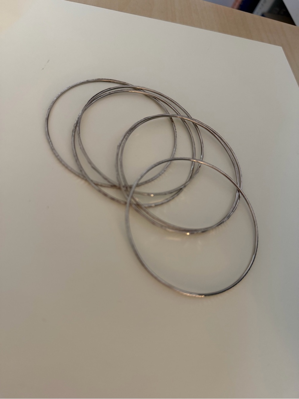 Silver Tone Thin Bangle Bracelet Set - Women Jewelry